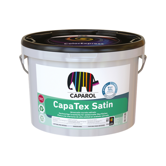 Smalti murali, smalto murale, smalto per muro, smalto opaco, smalto muraleIdrosmalto murale satinato
Descrizione
Idrosmalto murale satinato ad elevate prestazioni, con nuova formulazione TSP - Triple Surface Protection che combina la protezione del film dalla proliferazione di muffe e di batteri grazie alla tecnologia agli ioni d'argento, con la bassissima presa di sporco e polvere.
CapaTex Satin è resistente ai lavaggi con i comuni detergenti domestici e idoneo per ambienti soggetti a forti sollecita