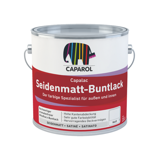 Smalto di finitura satinato ad alto solido
Campo di Applicazione
Smalto satinato di alta qualità a base di resine alchidiche-poliuretaniche esente da solventi aromatici.
Capalac Seidenmatt-Buntlack è idoneo per la realizzazione di finiture colorate su elementi in legno, metallo e PVC rigido, nonché per caloriferi (tranne tonalità bianche).
Applicabile all’esterno e all'interno.
Per applicazioni su grandi superfici in interni, causa il caratteristico odore, si consiglia l'utilizzo di Capacryl PU-Satin.
Pr