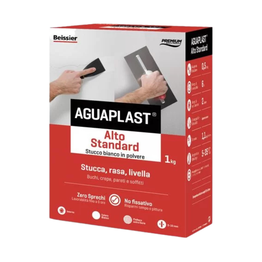 Stucco bianco in polvere che garantisce alte prestazioni,
per rasature stuccature, ripristini in pareti e soffitti.
Spessore: da 0 fino a 10 mm
Consumo: 1,1 Kg/m2/mm